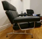 Herman Miller Ray & Charles Eames Black Leather Walnut 2 seater Sofa - Image 5