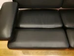 Herman Miller Ray & Charles Eames Black Leather Walnut 2 seater Sofa - Image 4