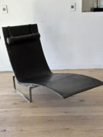 Poul Kjaerholm Fritz Hansen PK24 Concrete Leather Lounge Chair